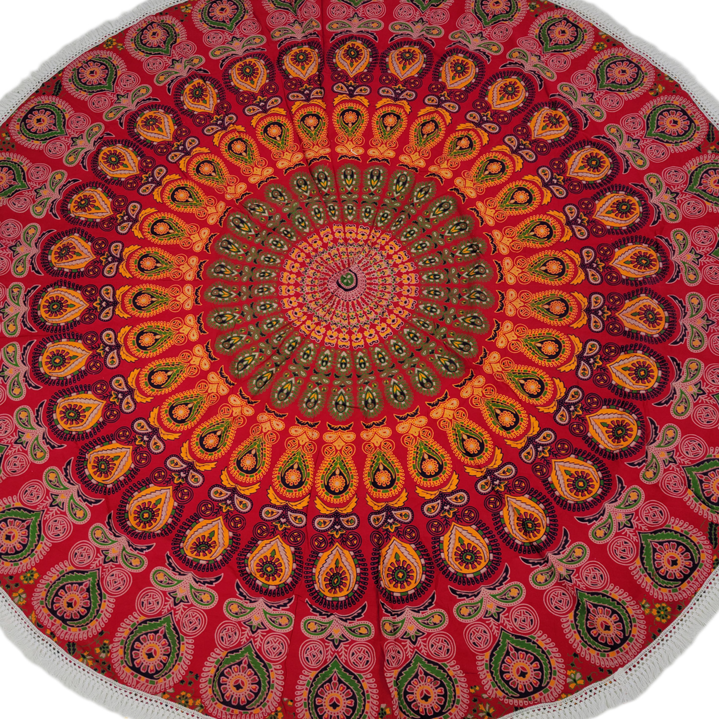 large round indian cotton beach mat 