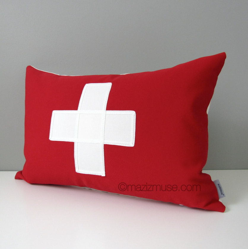 Housse de coussin drapeau suisse, décoration d'extérieur Sunbrella® 