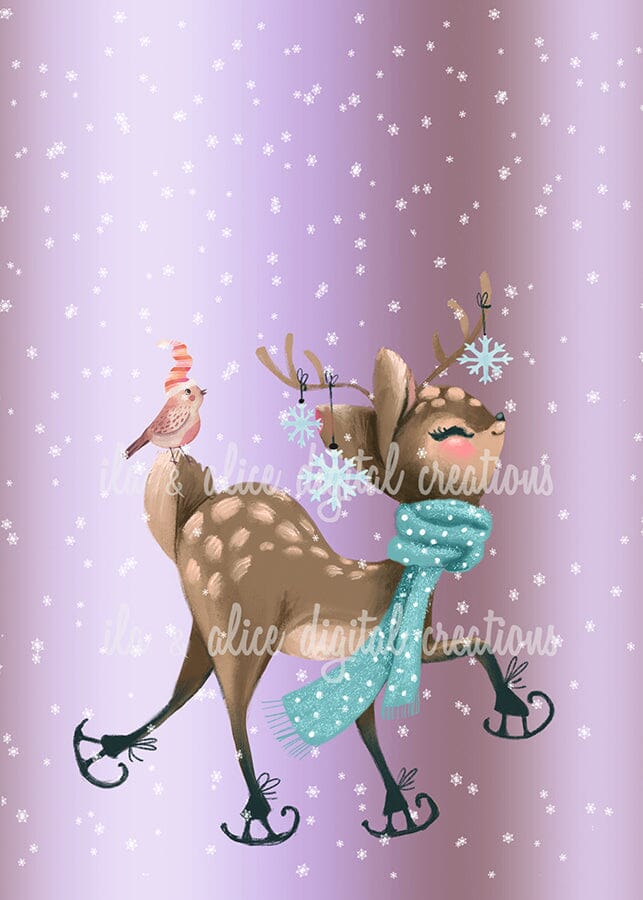 Cartes postales mignonnes d'animaux de la forêt en hiver