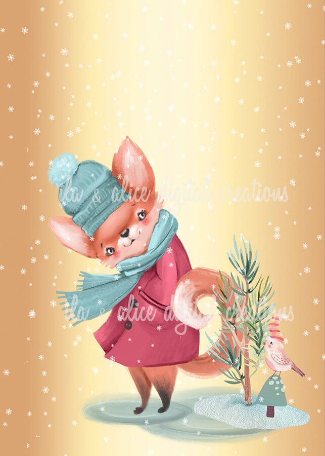 Cute Wintertime Forest Animals Postcards