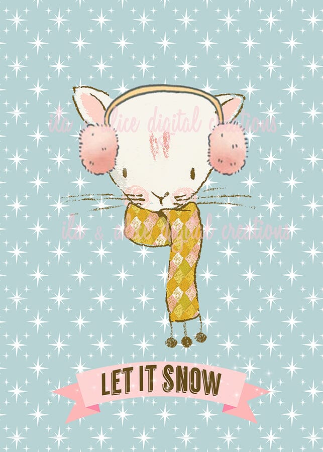 Cartes postales illustrées d'animaux des bois en hiver