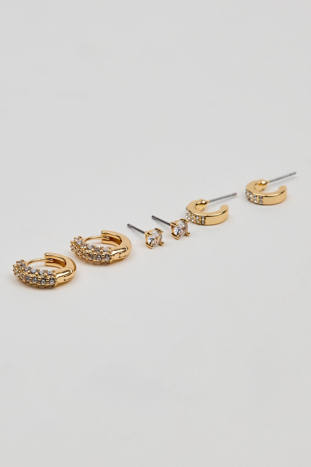 Lot de 3 boucles d'oreilles à tige et créoles avec pierres précieuses