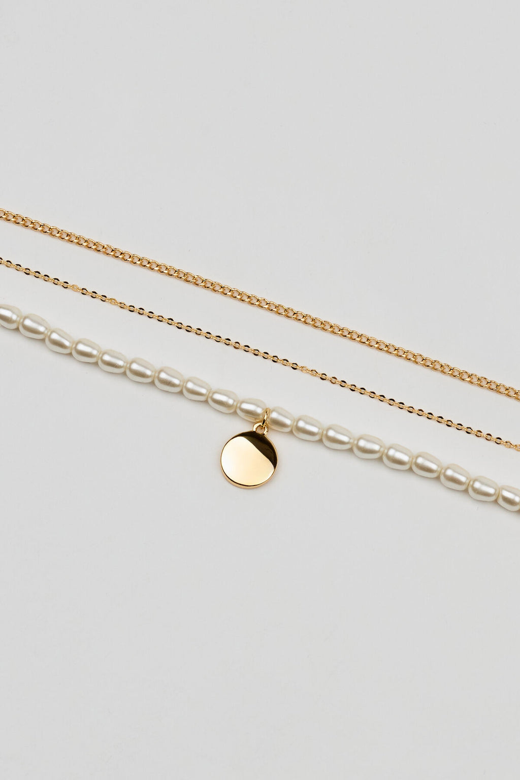 Ensemble de 3 colliers de perles et de chaînes