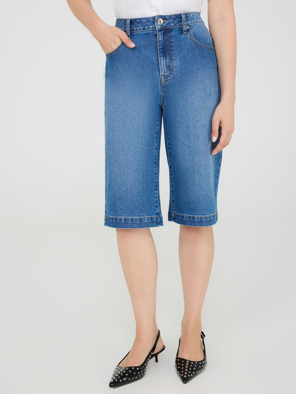 Bermuda en jean à jambes larges