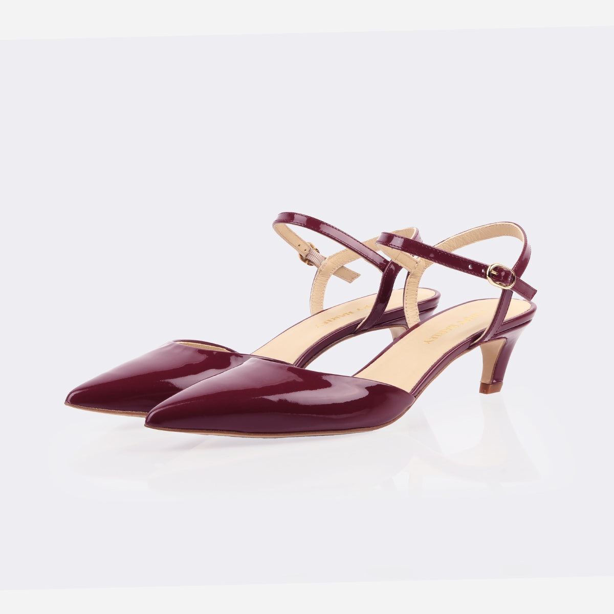 The Claire Kitten Heel Shiraz Patent