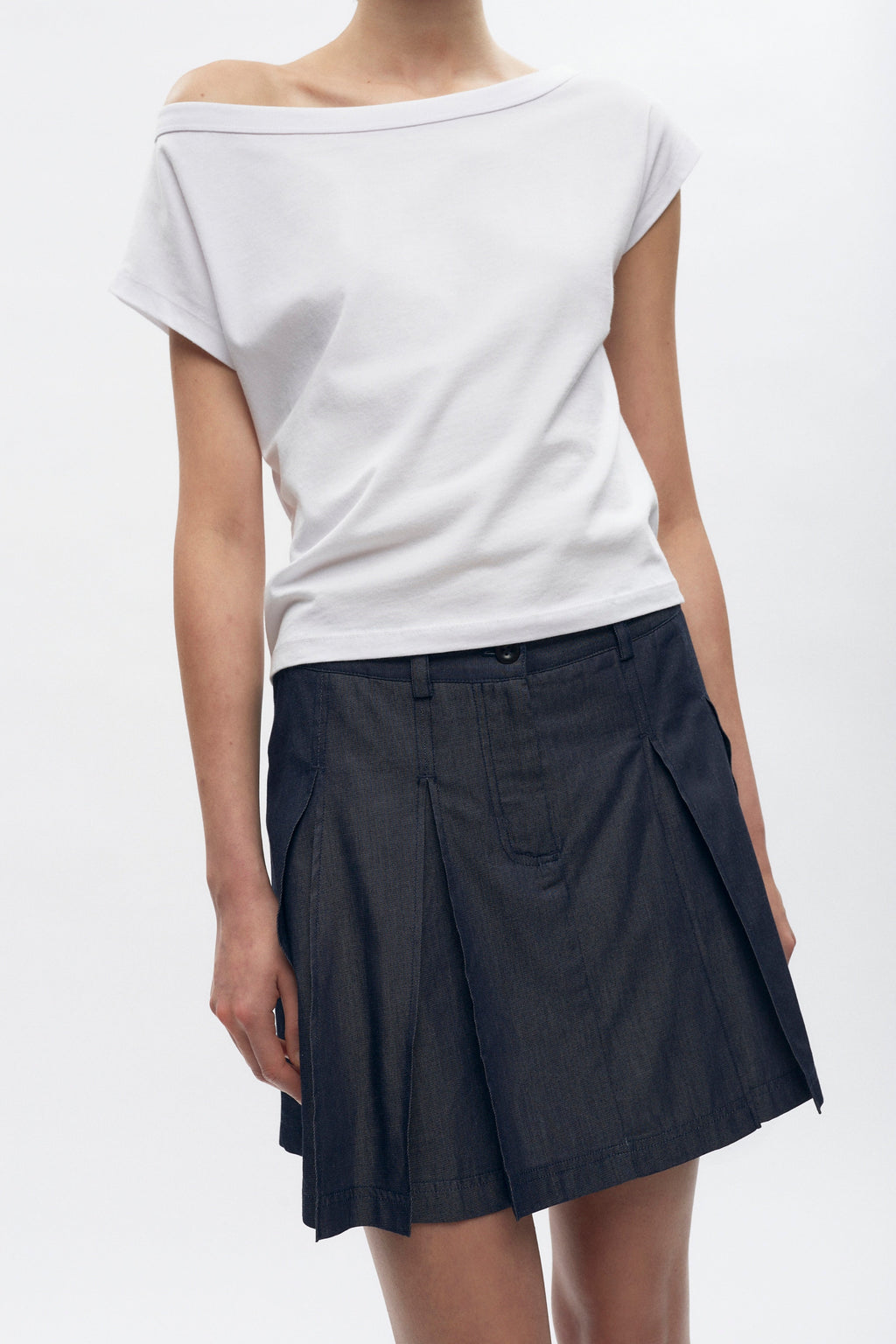 Mini-jupe plissée en jean Dendera pour femme
