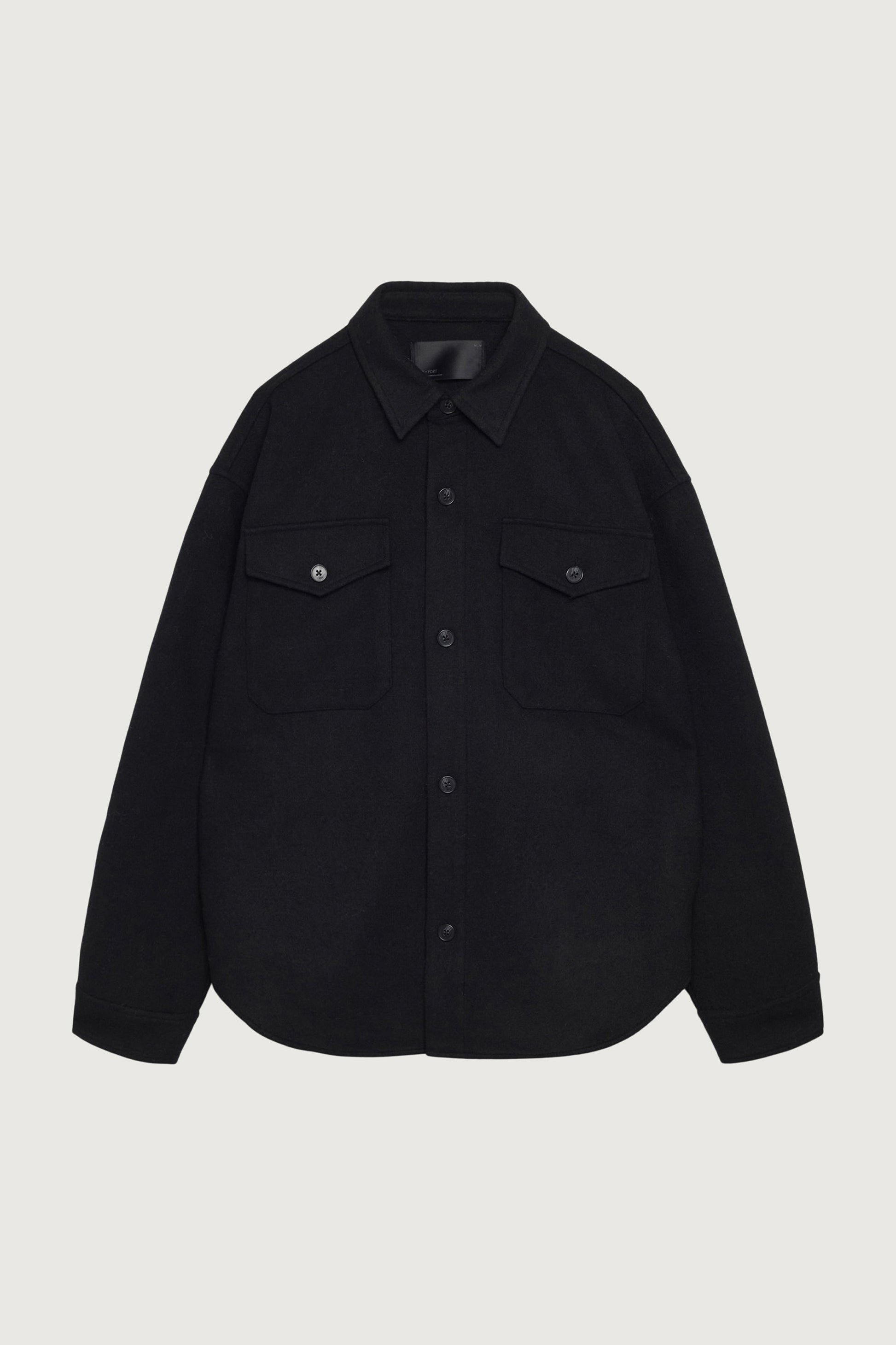 WOOL BLEND BUTTON FRONT SHIRT