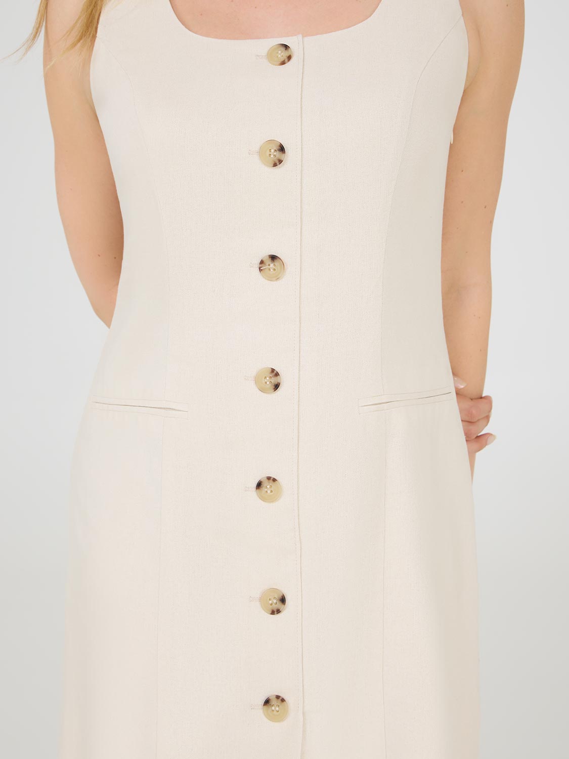 Robe blazer sans manches en lin mélangé