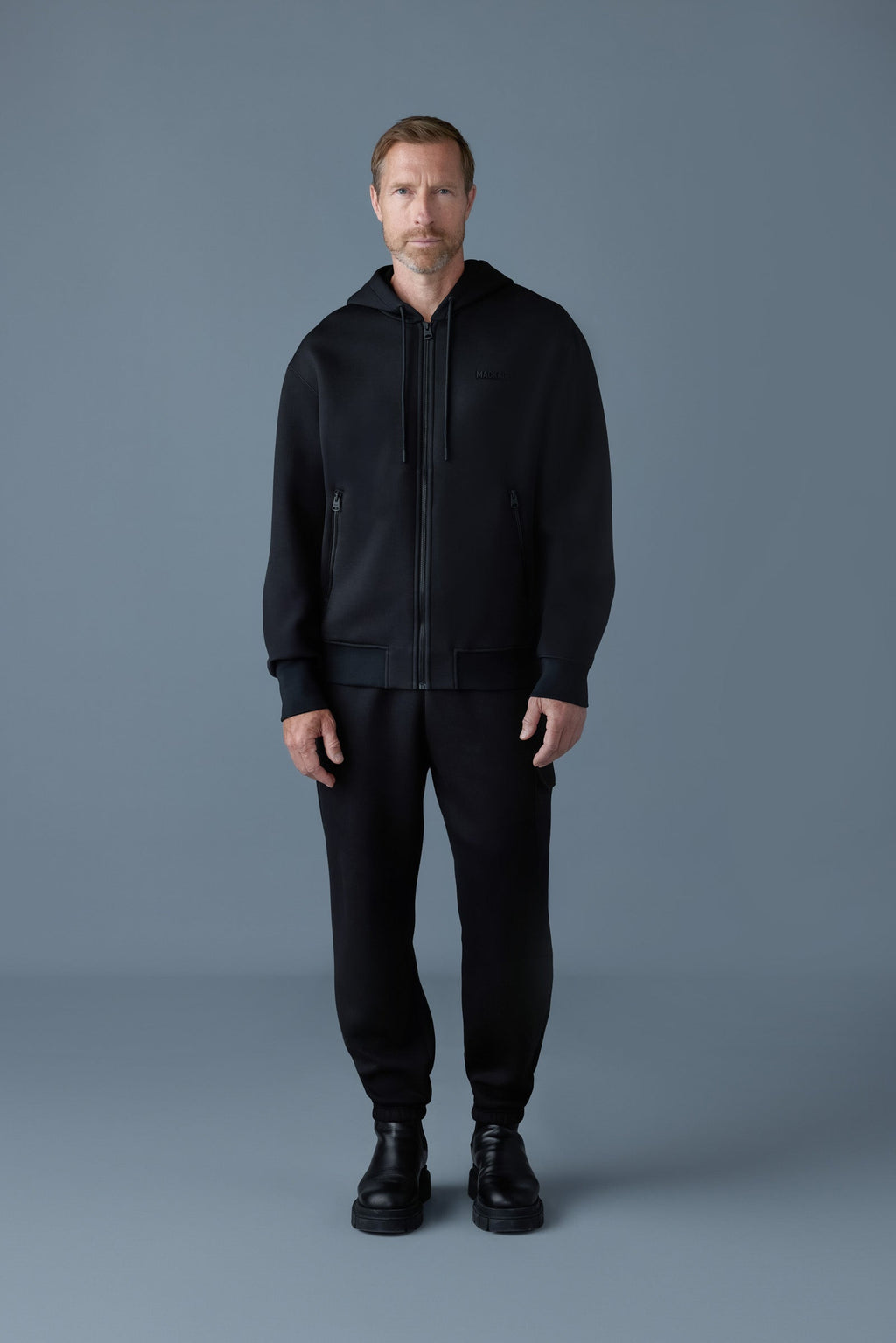 Sweat à capuche zippé en jersey double face KRYSTOS