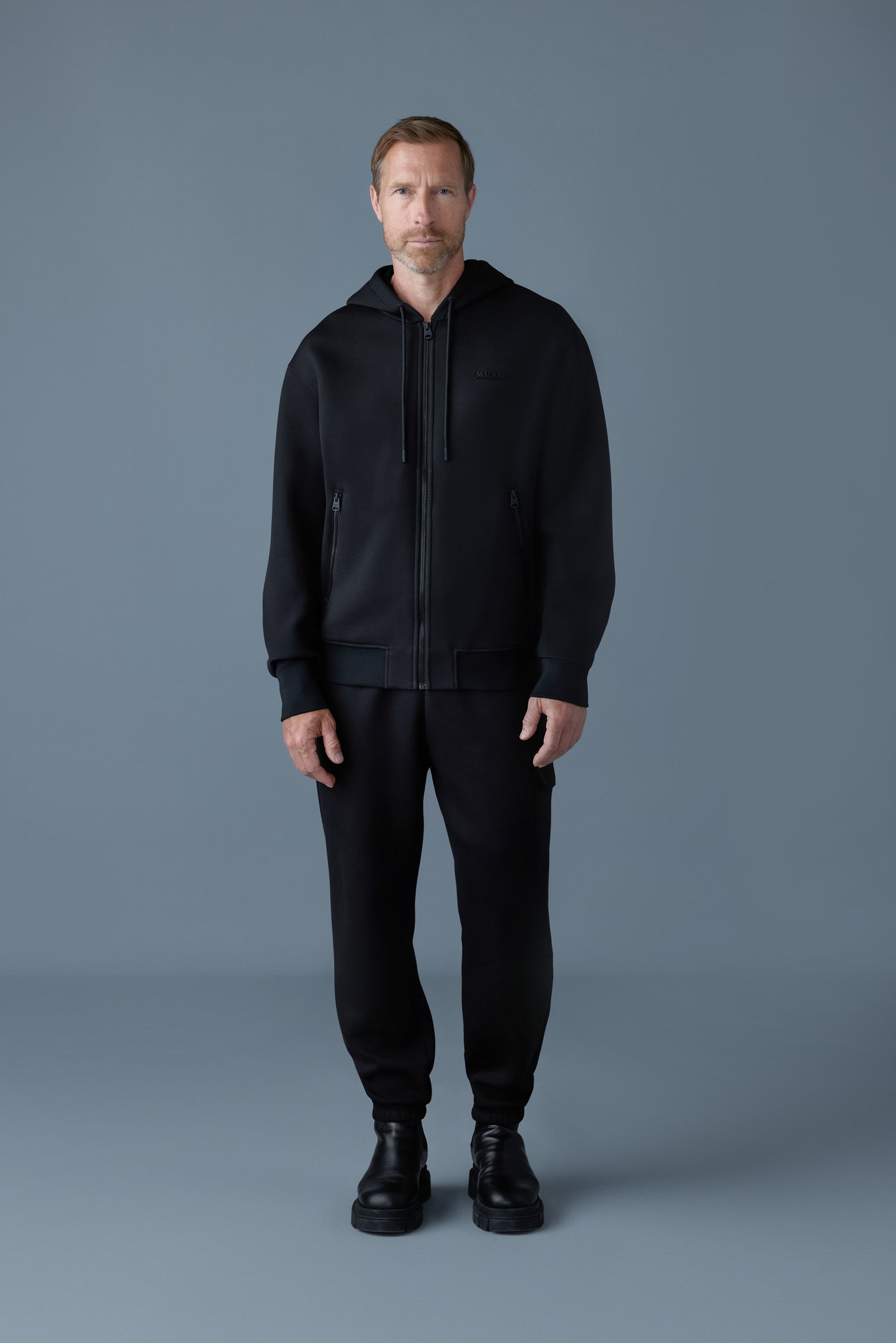 Sweat à capuche zippé en jersey double face KRYSTOS