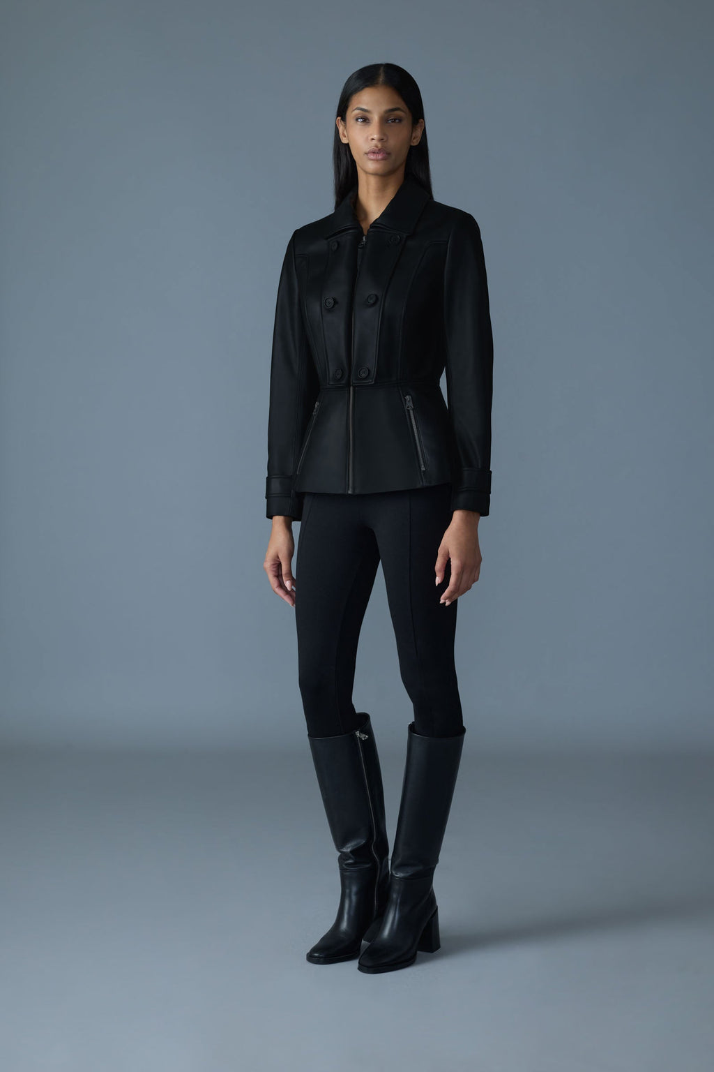 Veste ajustée en cuir d'agneau BARBARA