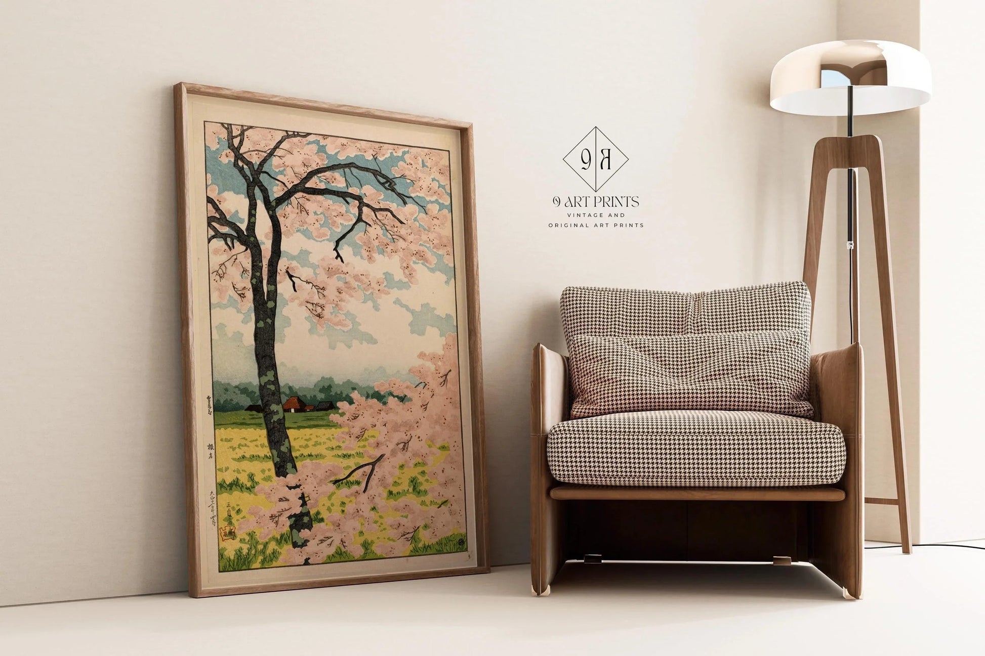 Estampe Takahashi Shotei Fleurs de cerisier : Art japonais ancien sur bois