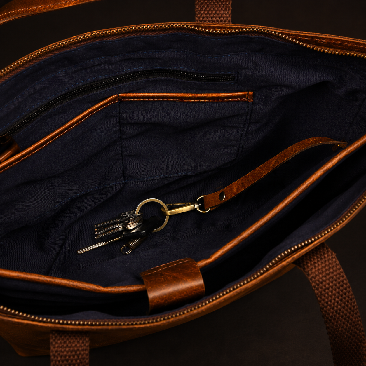 Classic Cognac Leather Tote Bag