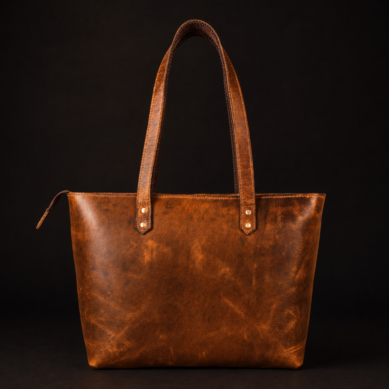 Classic Cognac Leather Tote Bag