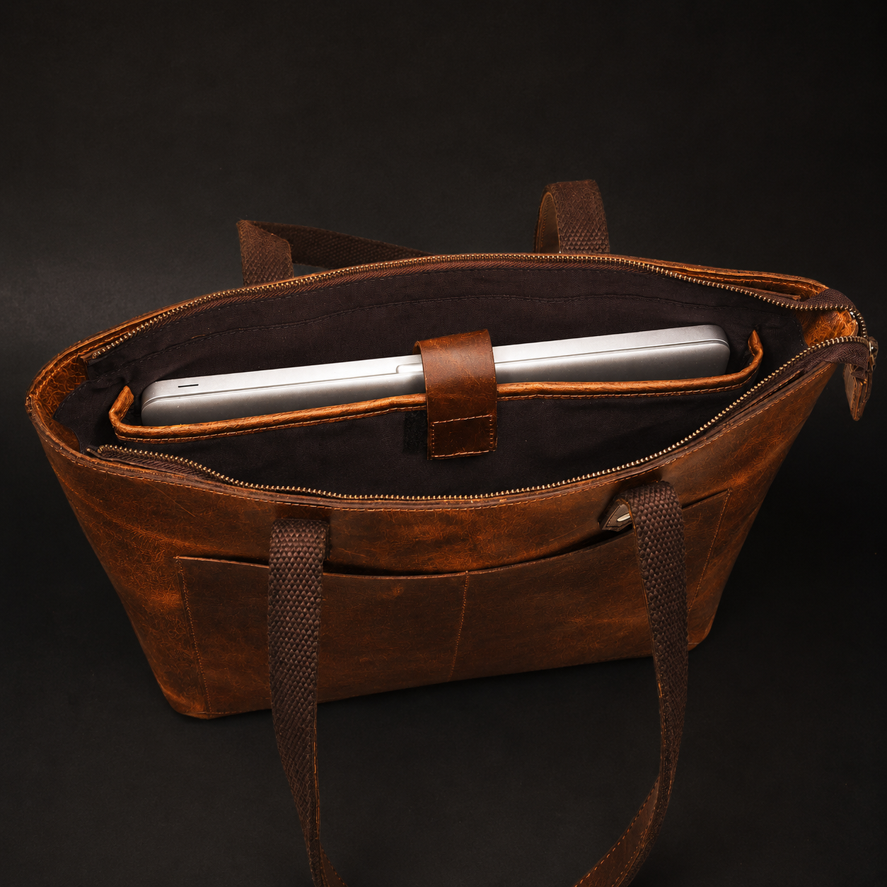 Classic Cognac Leather Tote Bag