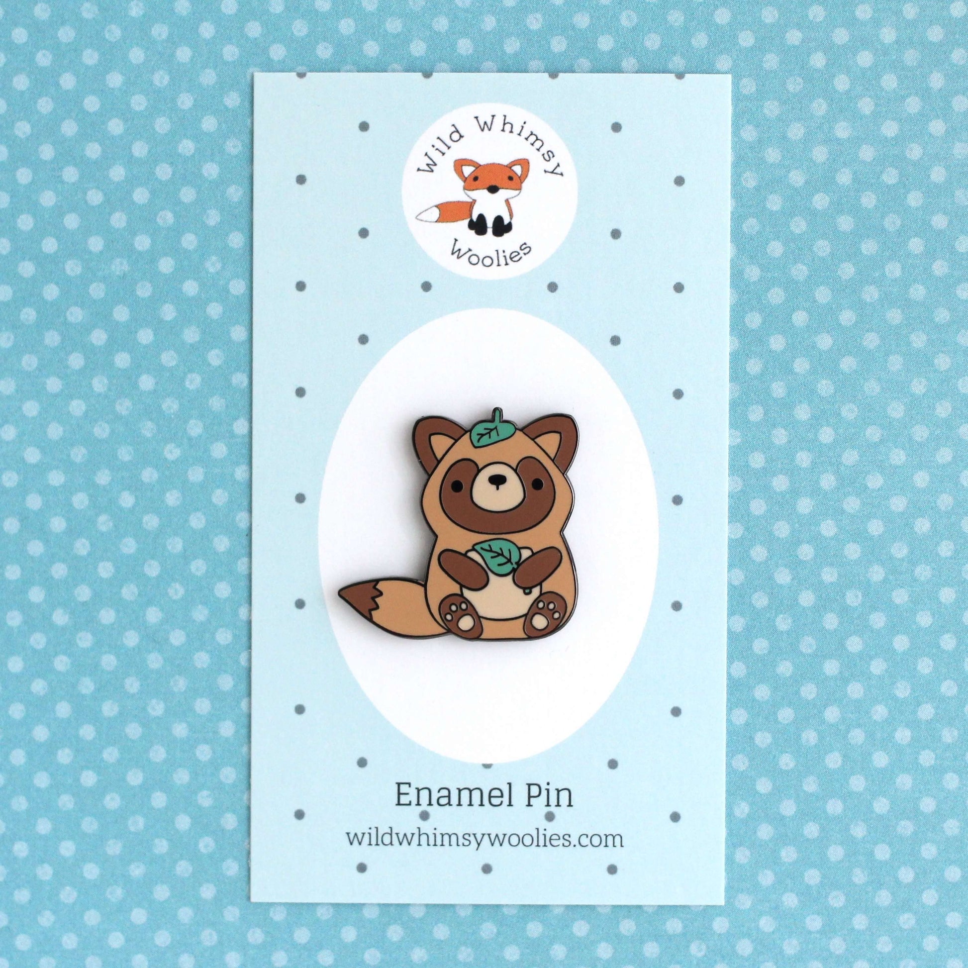 Broche émaillée Tanuki - Broche raton laveur japonais - Cadeau Yokai