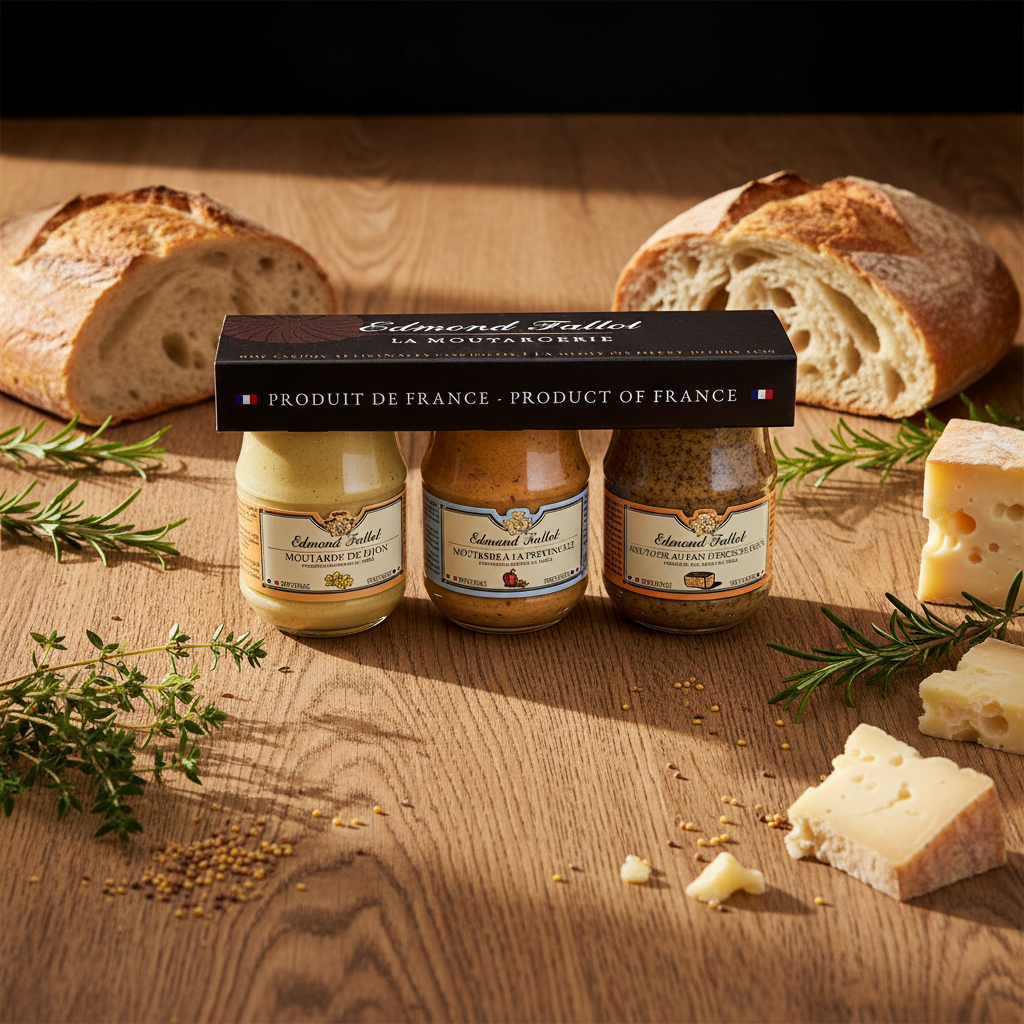 Edmond Fallot - Set of 3 Dijon Mustards (3×100ml) (Provencal, Traditional, Gingerbread)