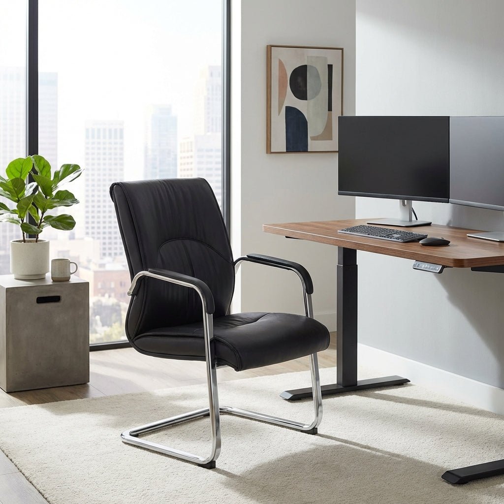 Marrakech Premium Black Leather Visitor Chair