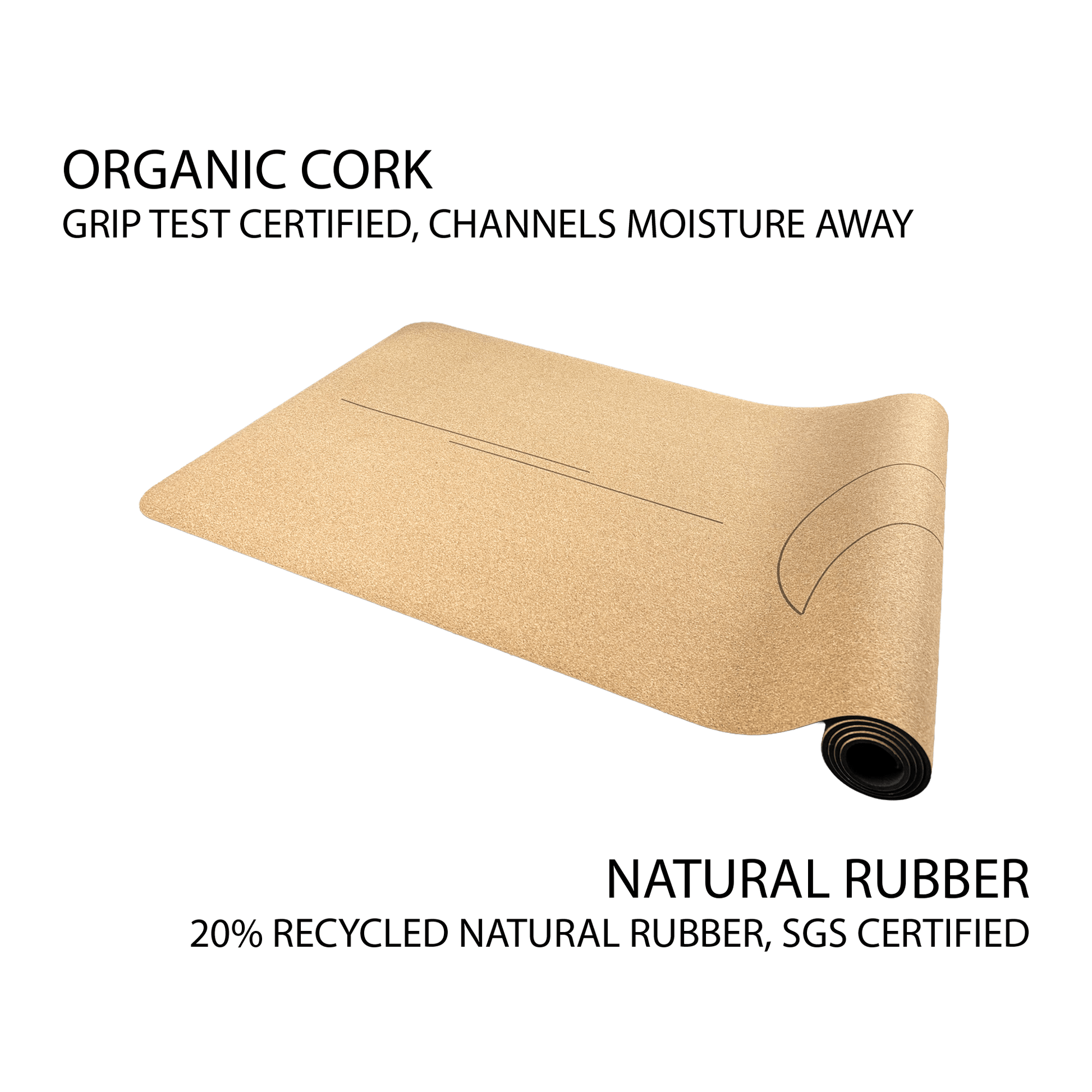 Crk Yoga Mat made of Organic Cork and Recycled Natural Rubber, 4mm Thick • The Moon Mat ✨ NEW