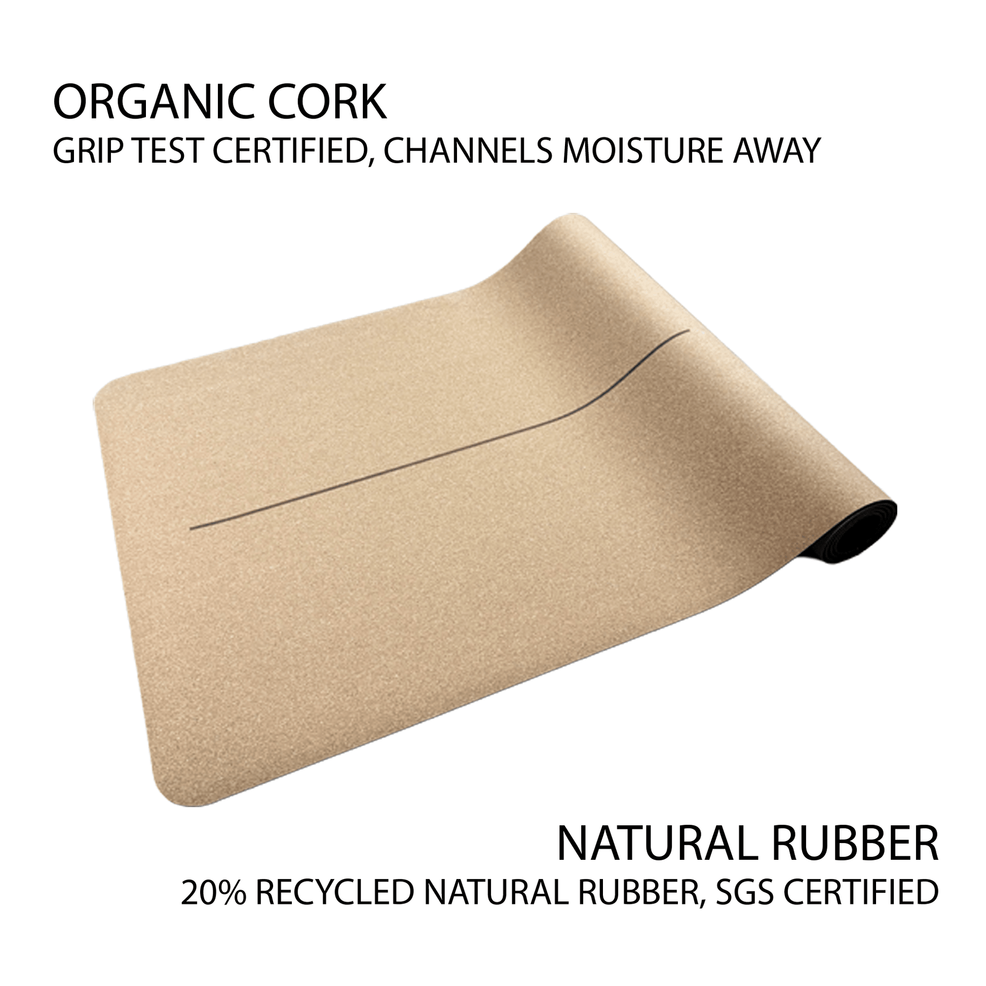 Crk's Organic Cork Yoga Mat with Recycled Natural Rubber, 4mm Thick • The Wave Mat