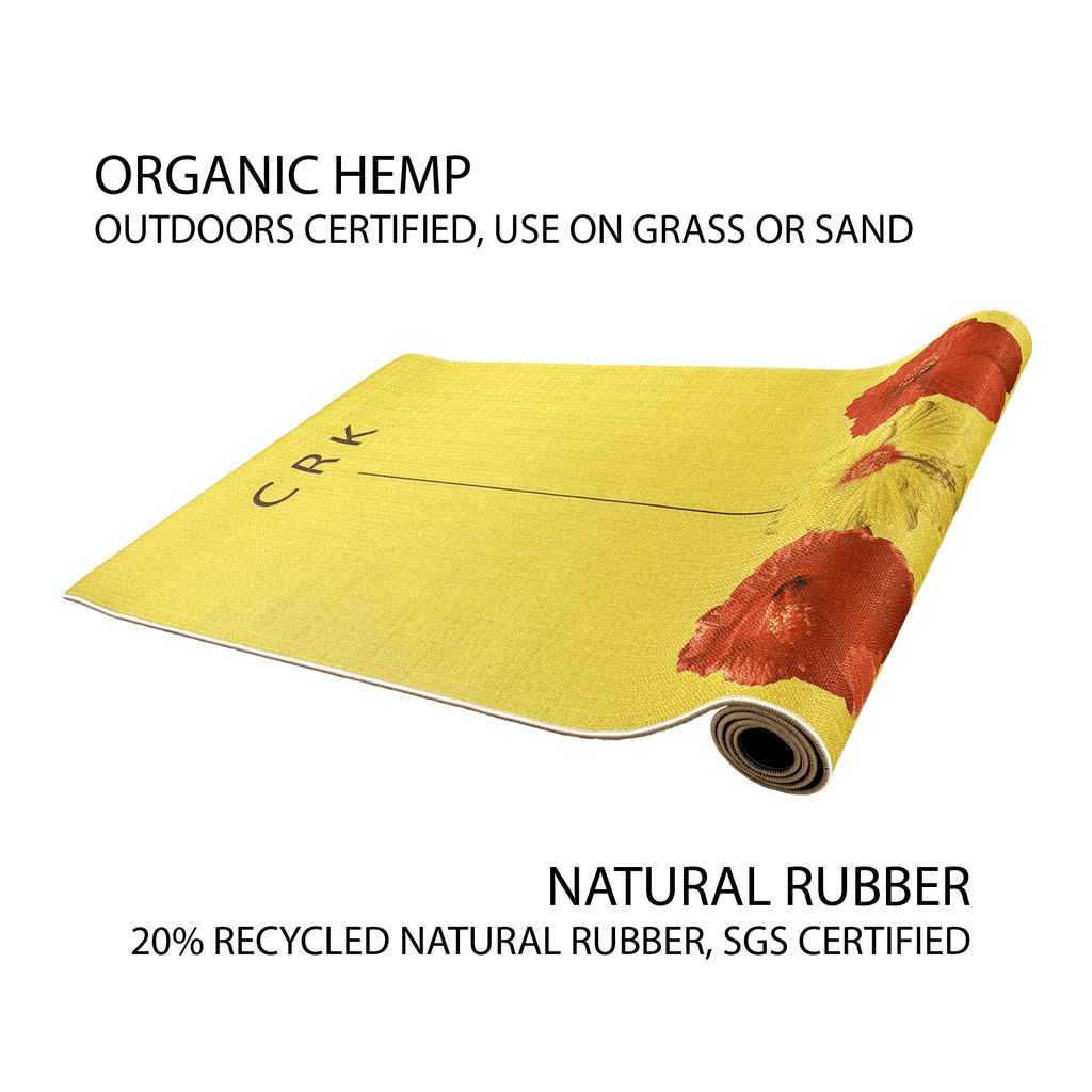 Crk Yoga Mat made of Organic Hemp and Natural Rubber, 5mm Thick • The Limited Edition Yellow Mat