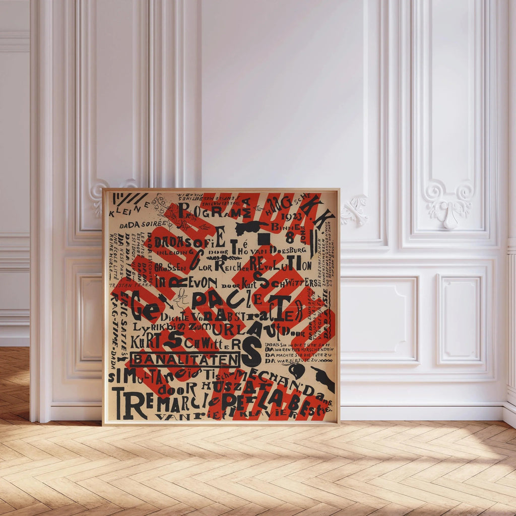 Estampe d'art dadaïste de Theo Van Doesburg : Affiche abstraite moderne du milieu du XXe siècle