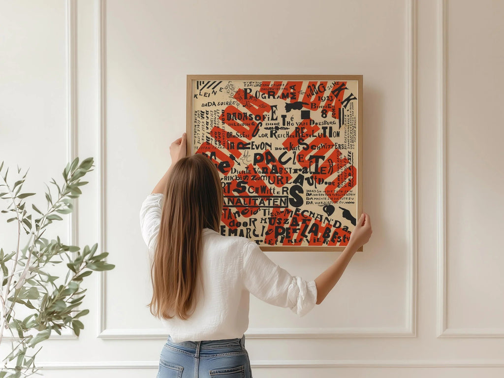 Estampe d'art dadaïste de Theo Van Doesburg : Affiche abstraite moderne du milieu du XXe siècle