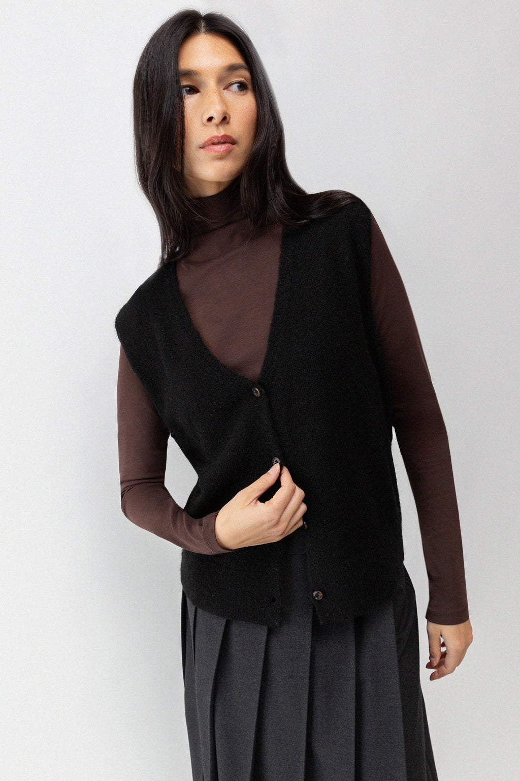 Gilet pull boutonné sur le devant