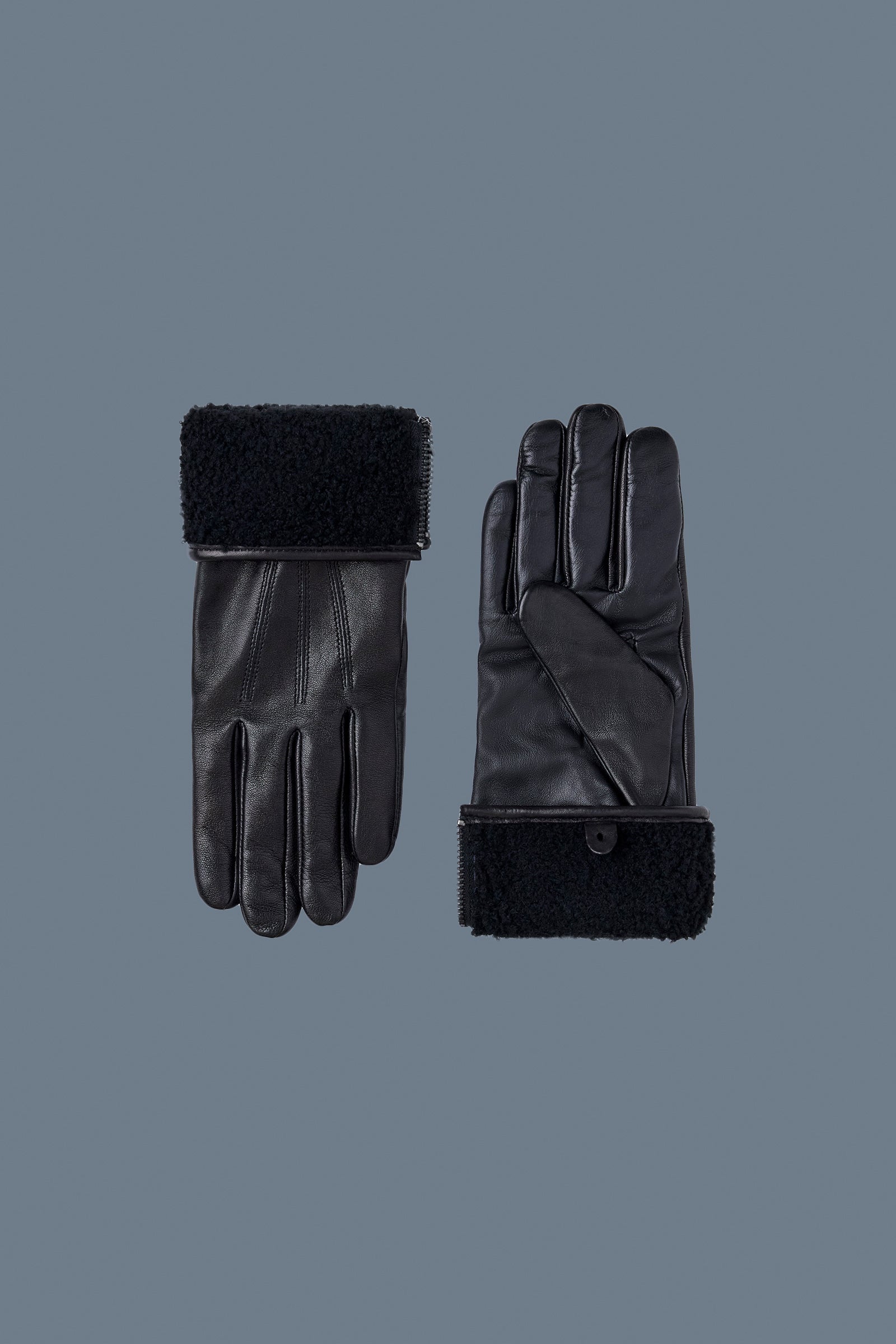 WILLIS (R)Gant en cuir avec manchette en peau lainée