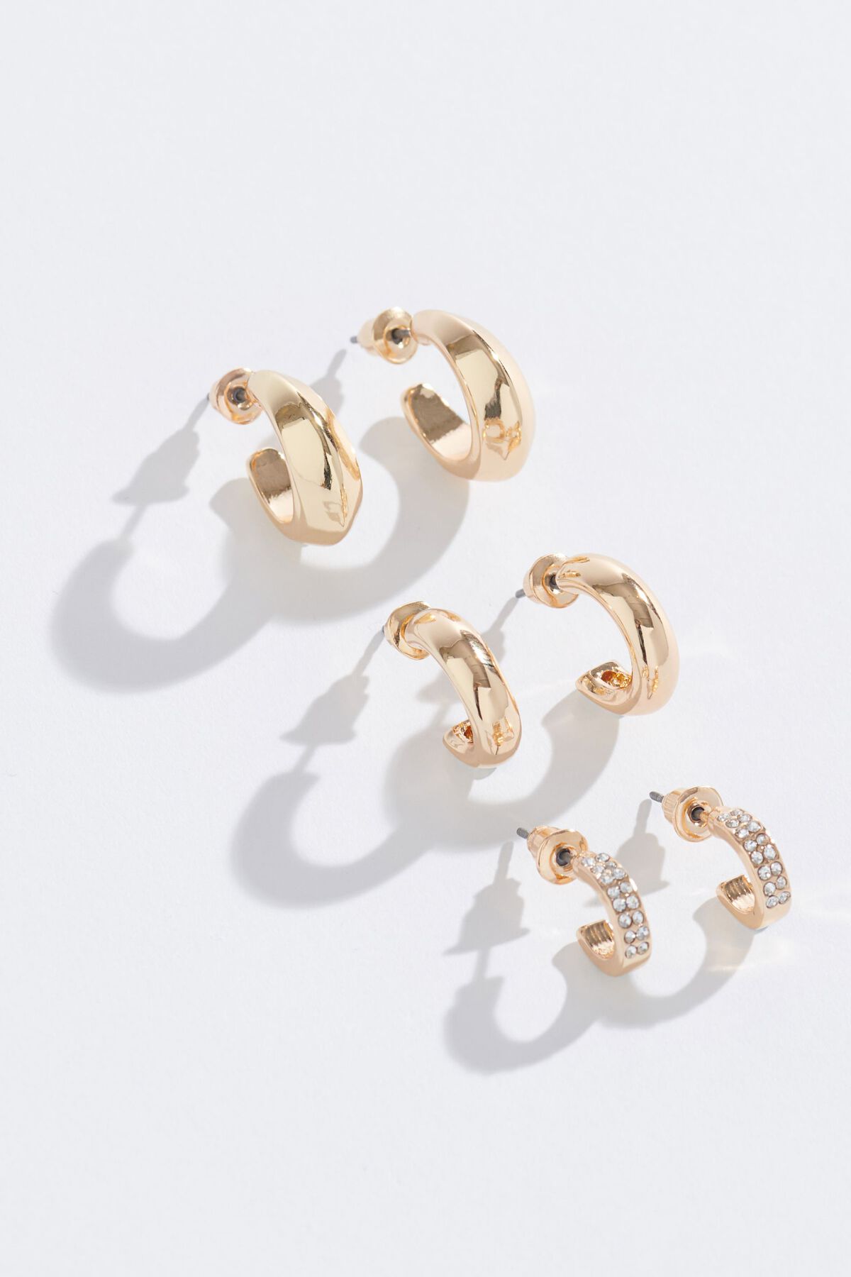Lot de 3 mini boucles d'oreilles créoles