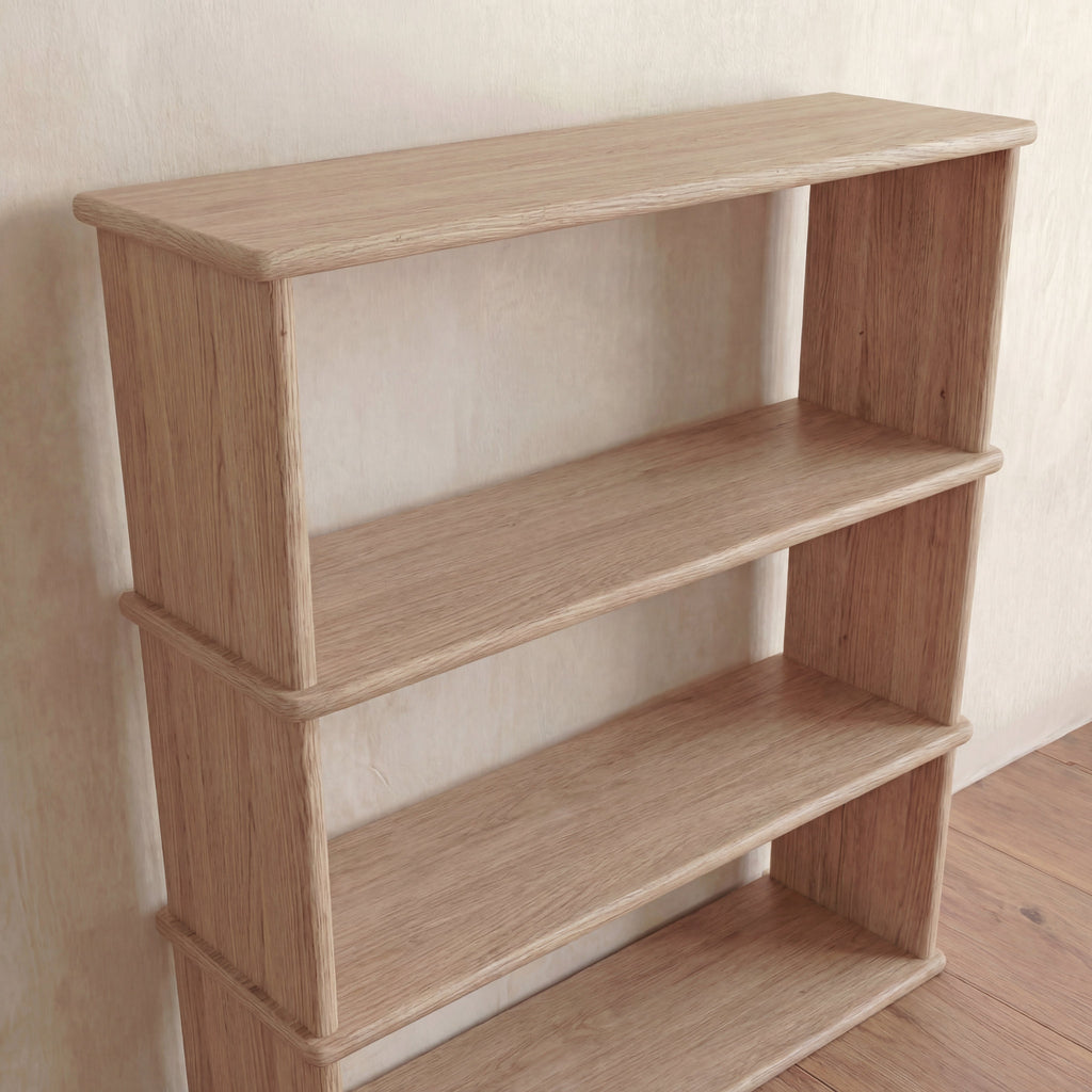 3 shelf bookcase in white oak