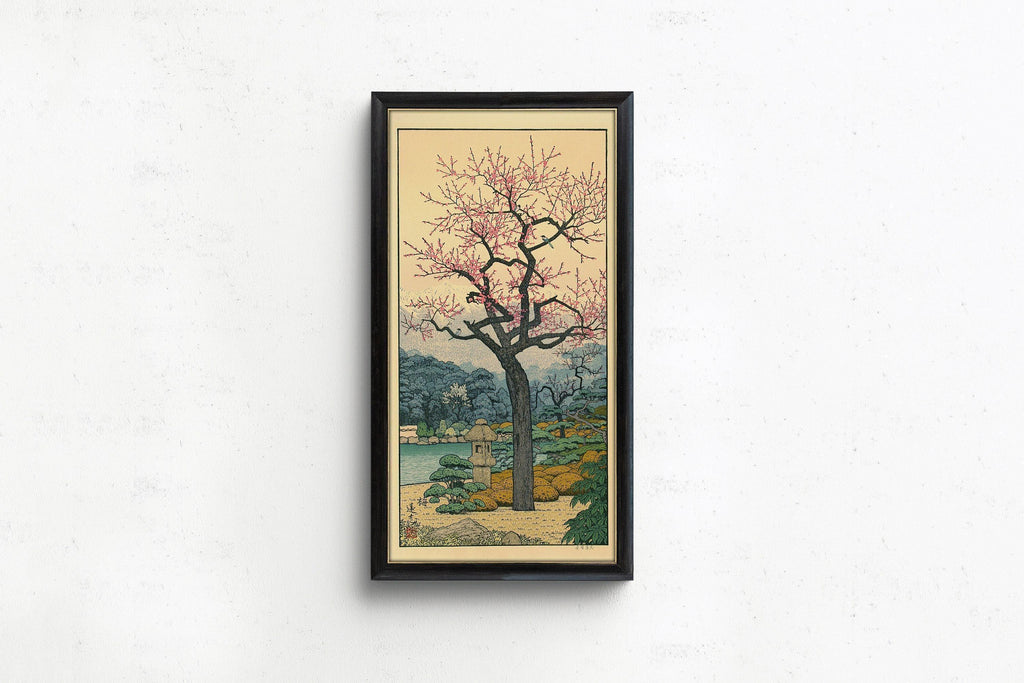 Estampe de fleurs de prunier de Toshi Yoshida : Art de jardin japonais vintage