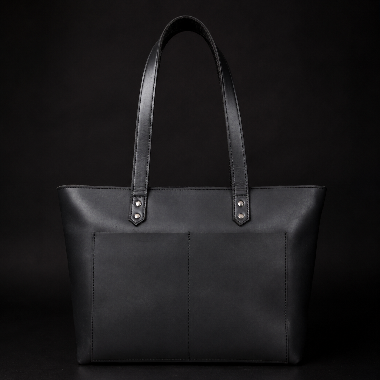 Classic Black Leather Tote Bag