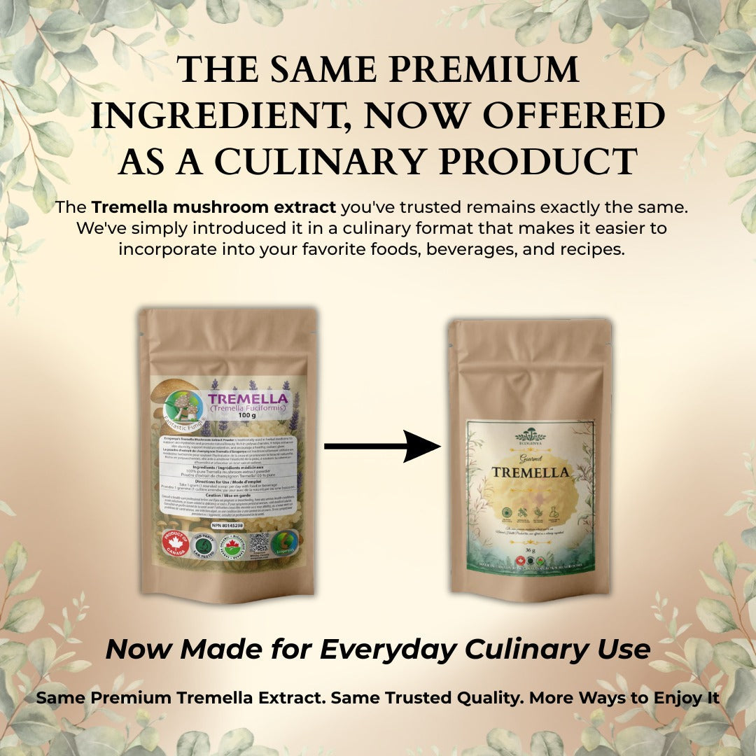Ecogenya Gourmet Tremella Mushroom Powder – Organic Fruiting Body Extract, 35% Beta-Glucans