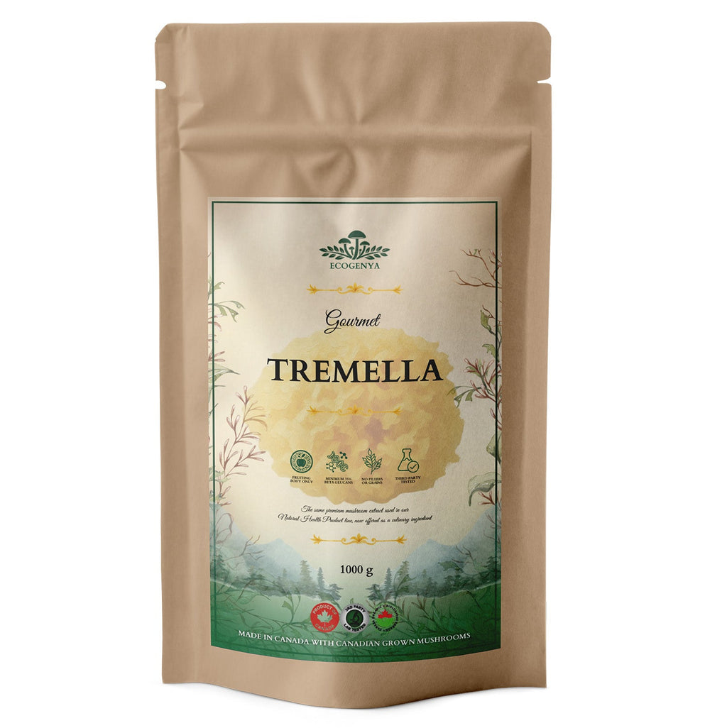 Ecogenya Gourmet Tremella Mushroom Powder – Organic Fruiting Body Extract, 35% Beta-Glucans