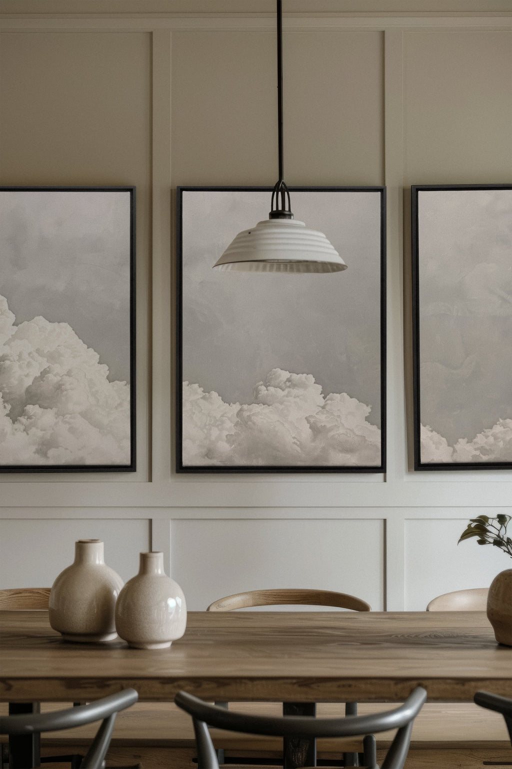 ANTIQUE CLOUDSCAPE TRIO (3 Stretched Canvas Works)