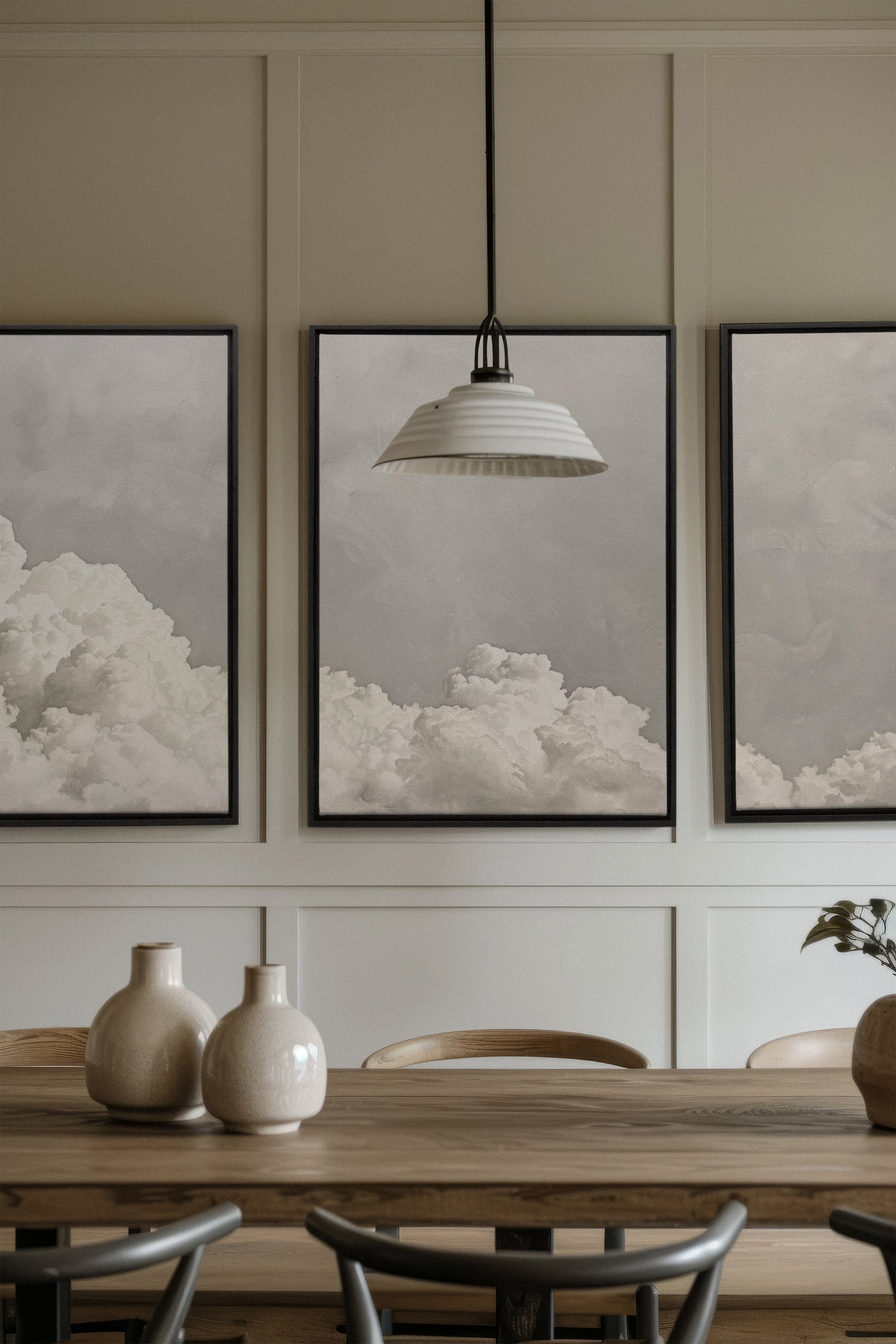 ANTIQUE CLOUDSCAPE TRIO (3 Stretched Canvas Works)