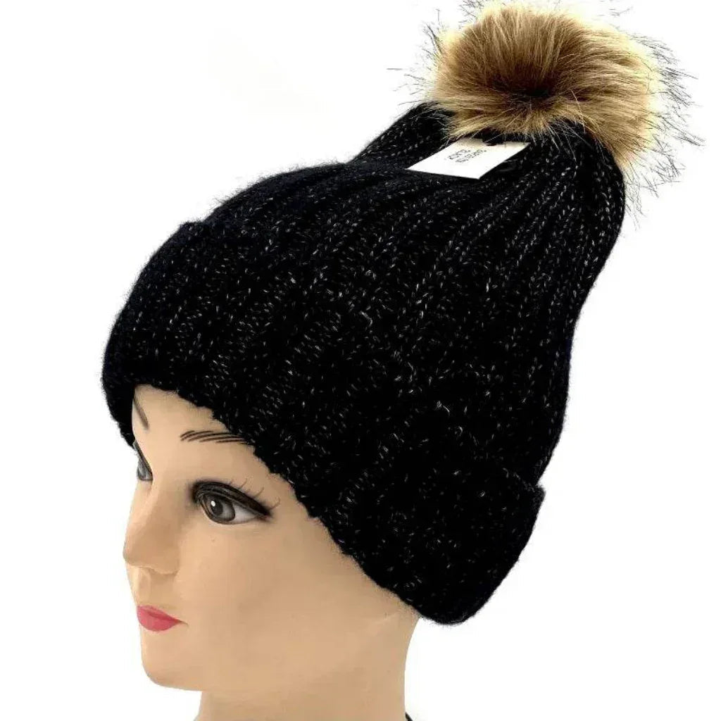 Faux Fur Pom Pom Beanie