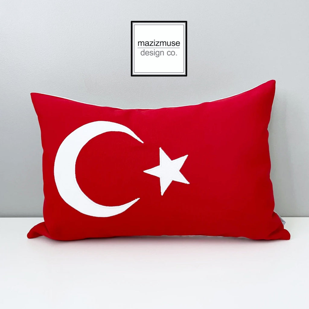 Turkey Flag Pillow Cover, Turkish Sunbrella® Outdoor Cushion Cover
