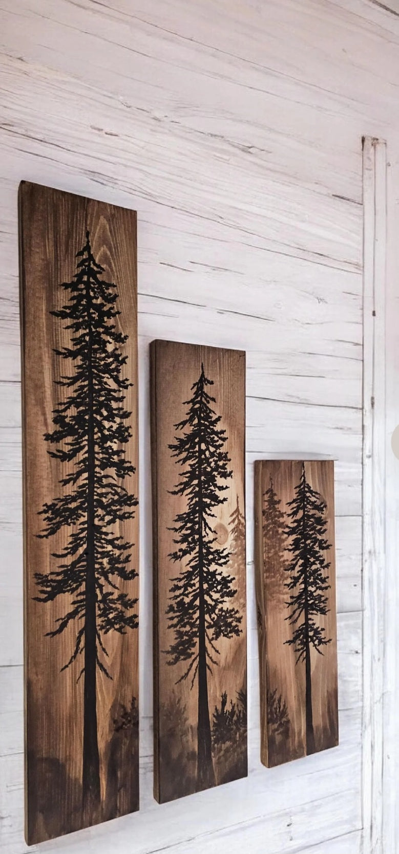 Hand painted wall art tree decor on wood (30" by 5.5")