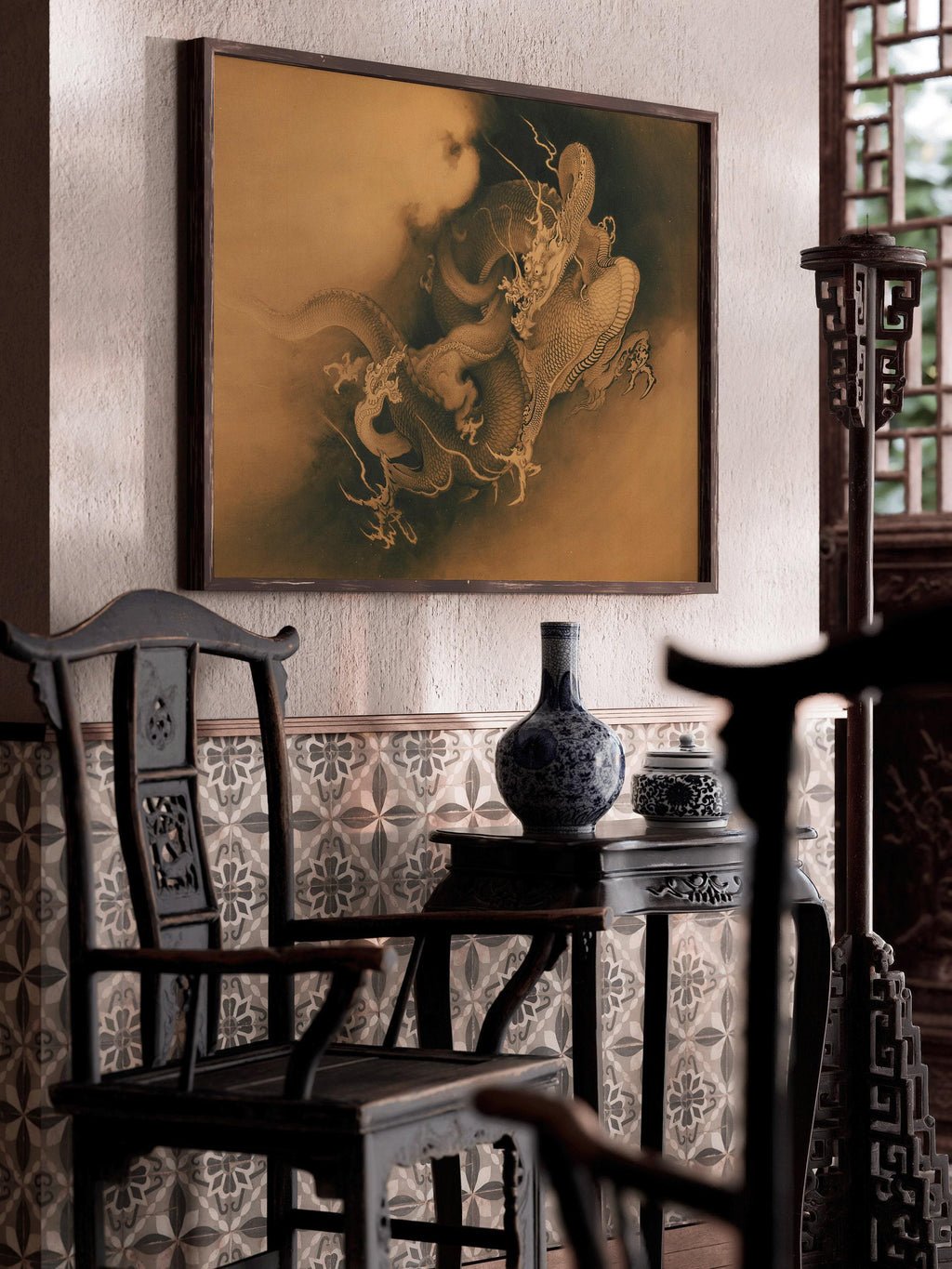 Estampe d'art « Deux dragons dans les nuages ​​» : Kan≈ç H≈çgai Giclée