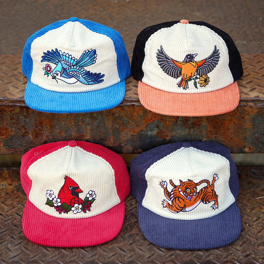 Chapeau en velours côtelé bicolore Oriole