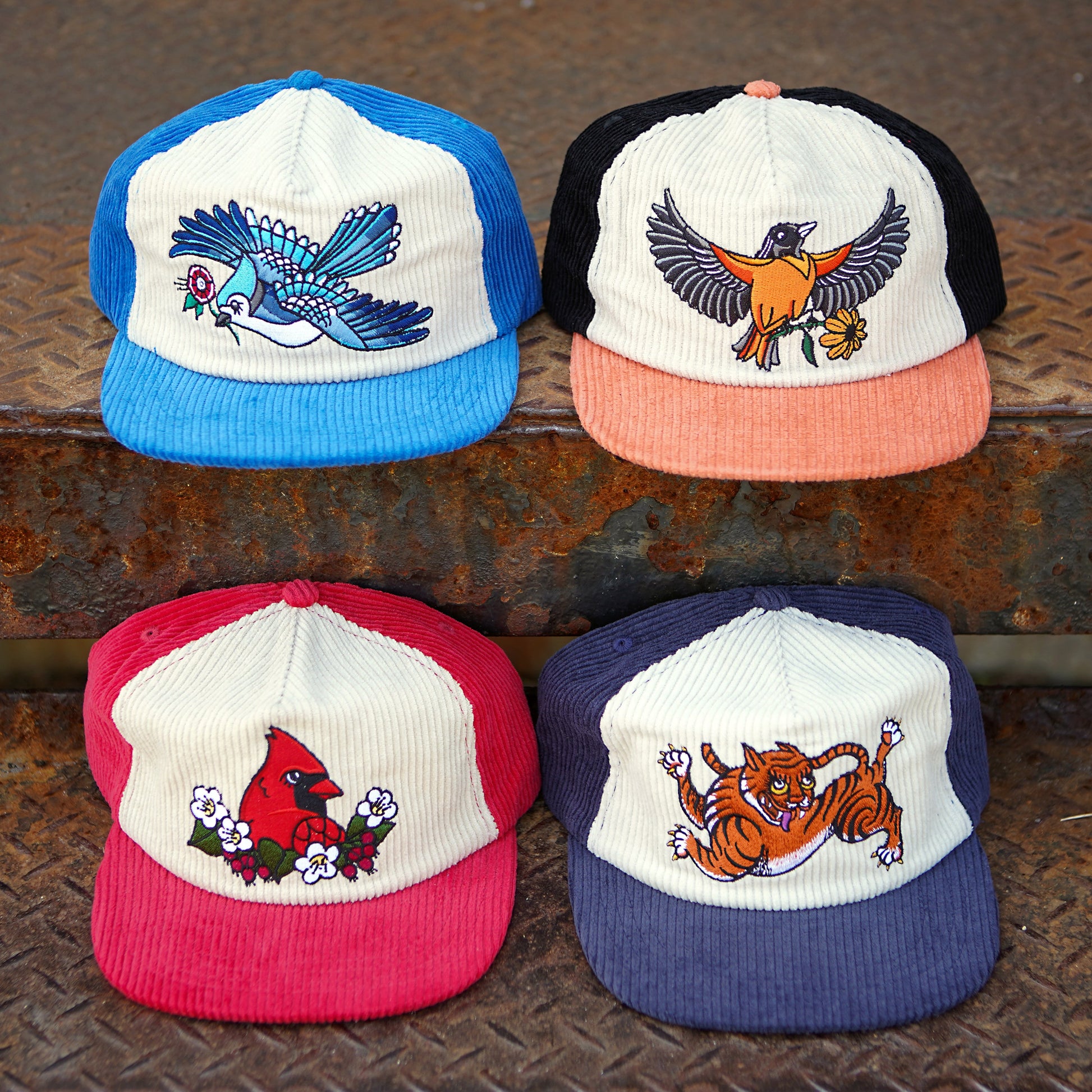 Chapeau en velours côtelé bicolore Oriole