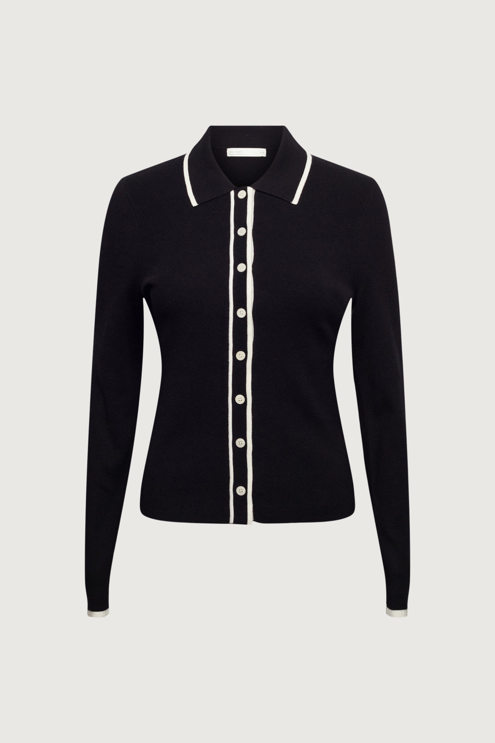 CARDIGAN À COL ET BOUTONNAGE CONTRASTÉ SUR LE DEVANT