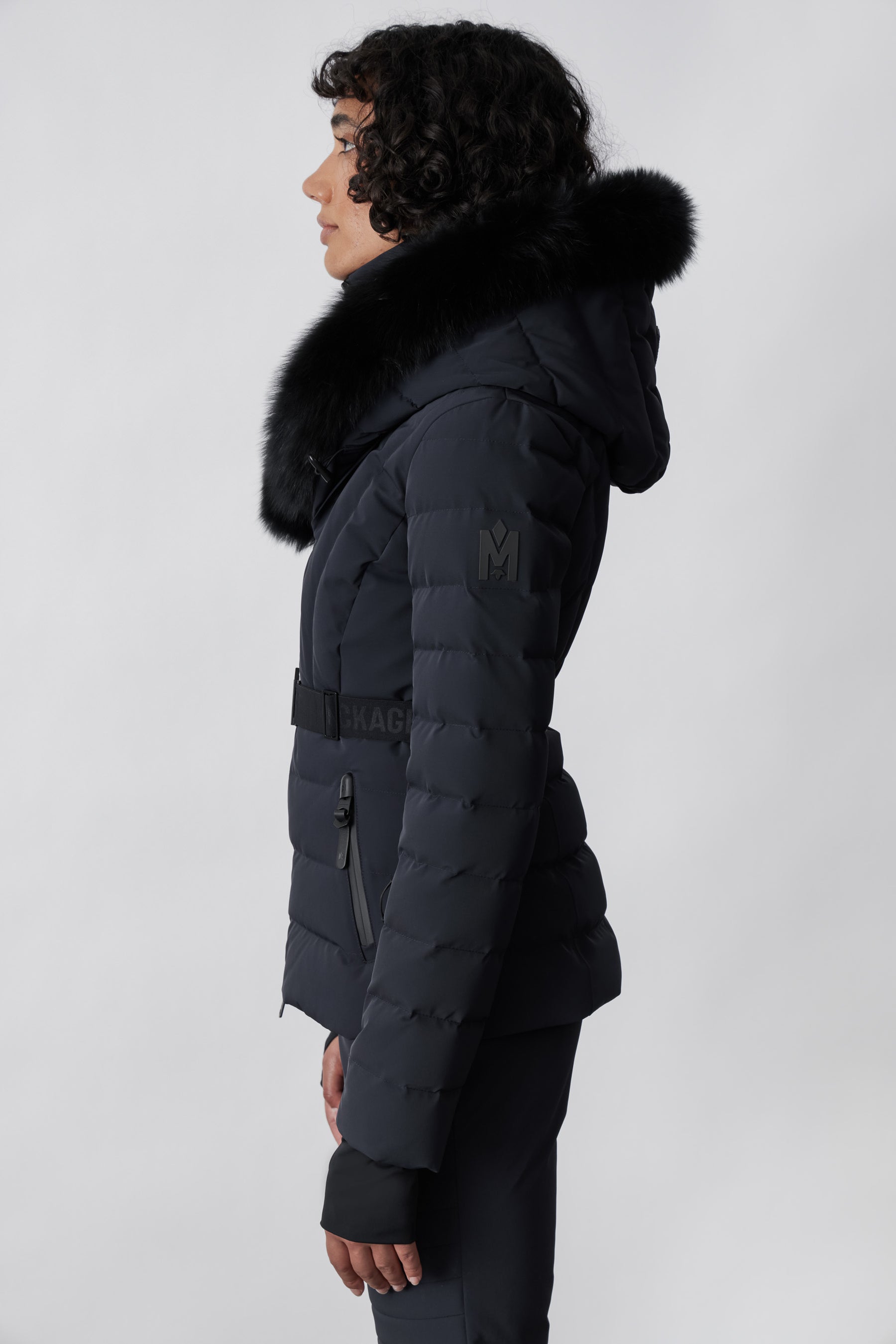 ELITA-Z Down ski jacket with removable blue fox fur trim
