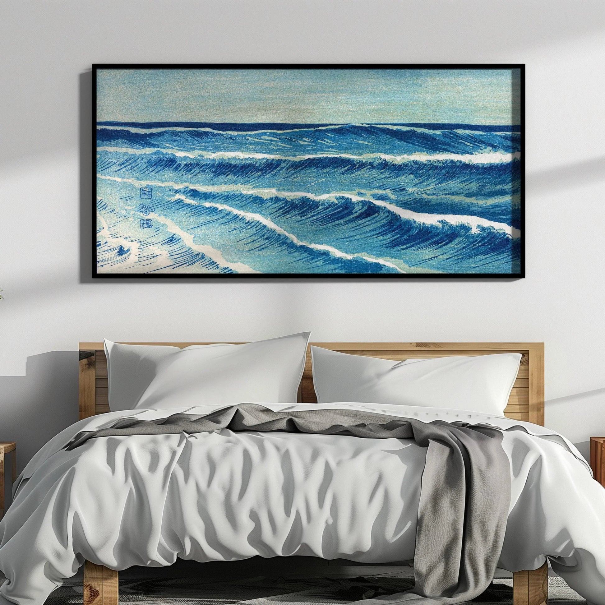 Estampe de vagues océaniques d'Uehara Konen : Art panoramique japonais vintage
