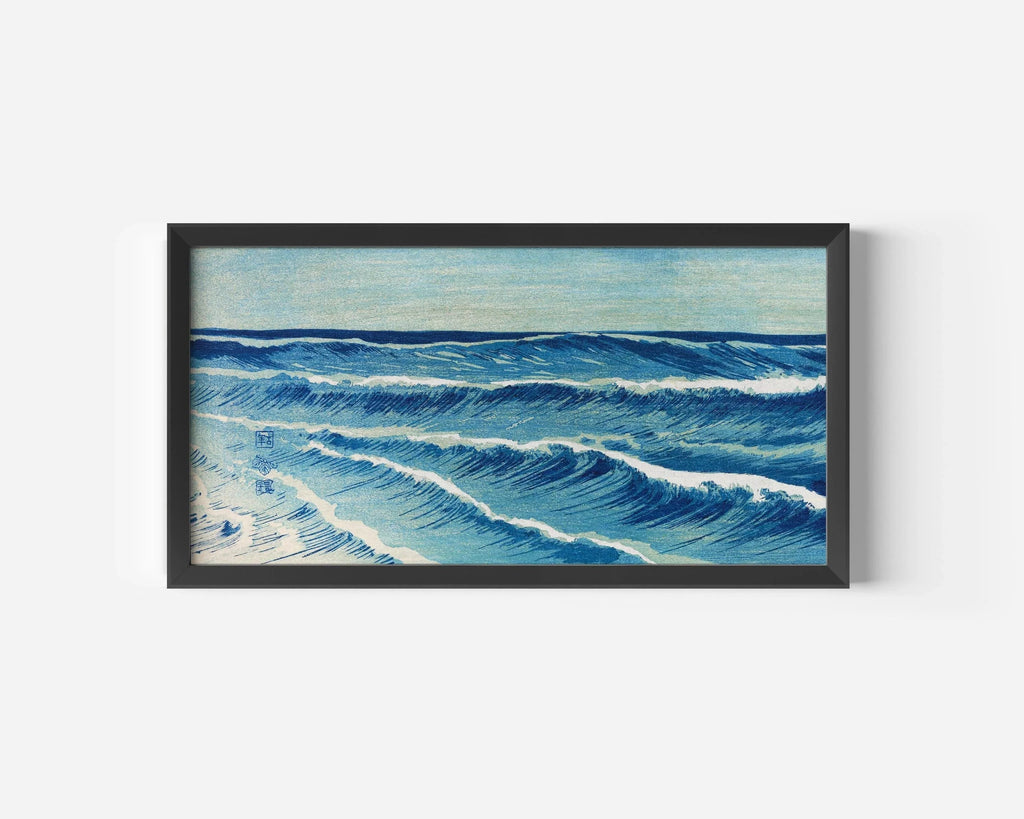 Estampe de vagues océaniques d'Uehara Konen : Art panoramique japonais vintage