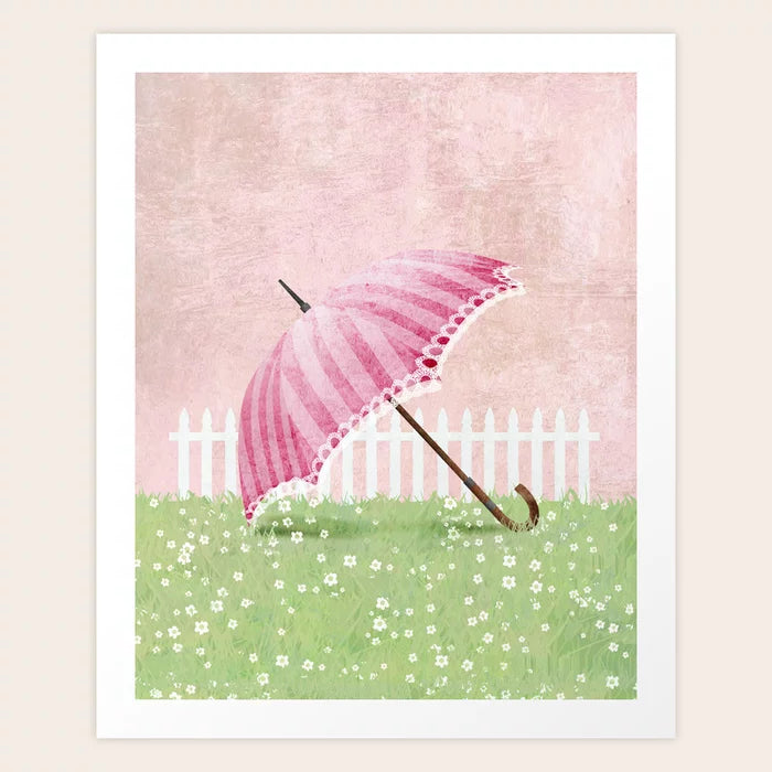 Impression d'art d'un parasol dans le jardin