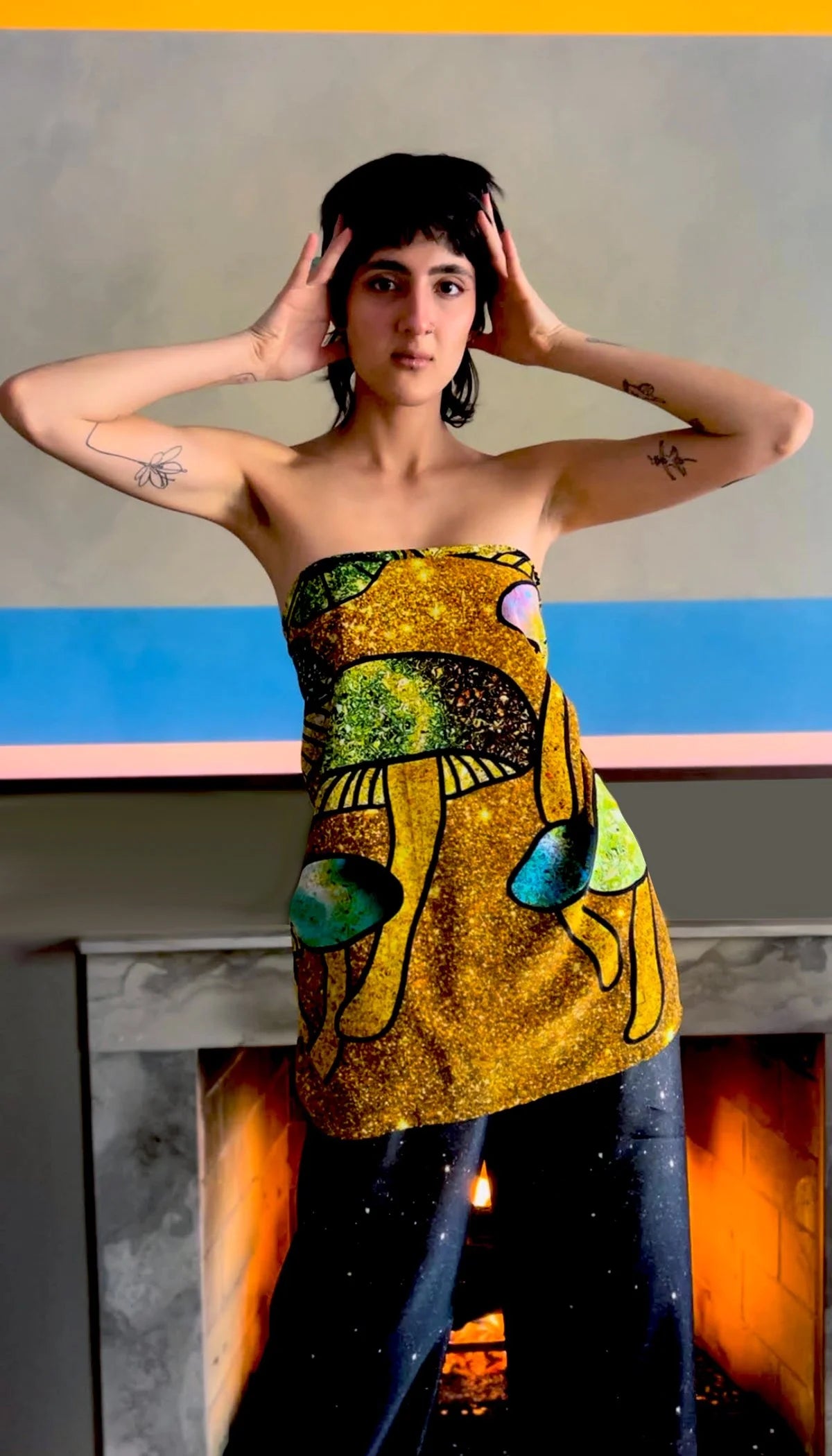 cosmic shrooms silk scarf