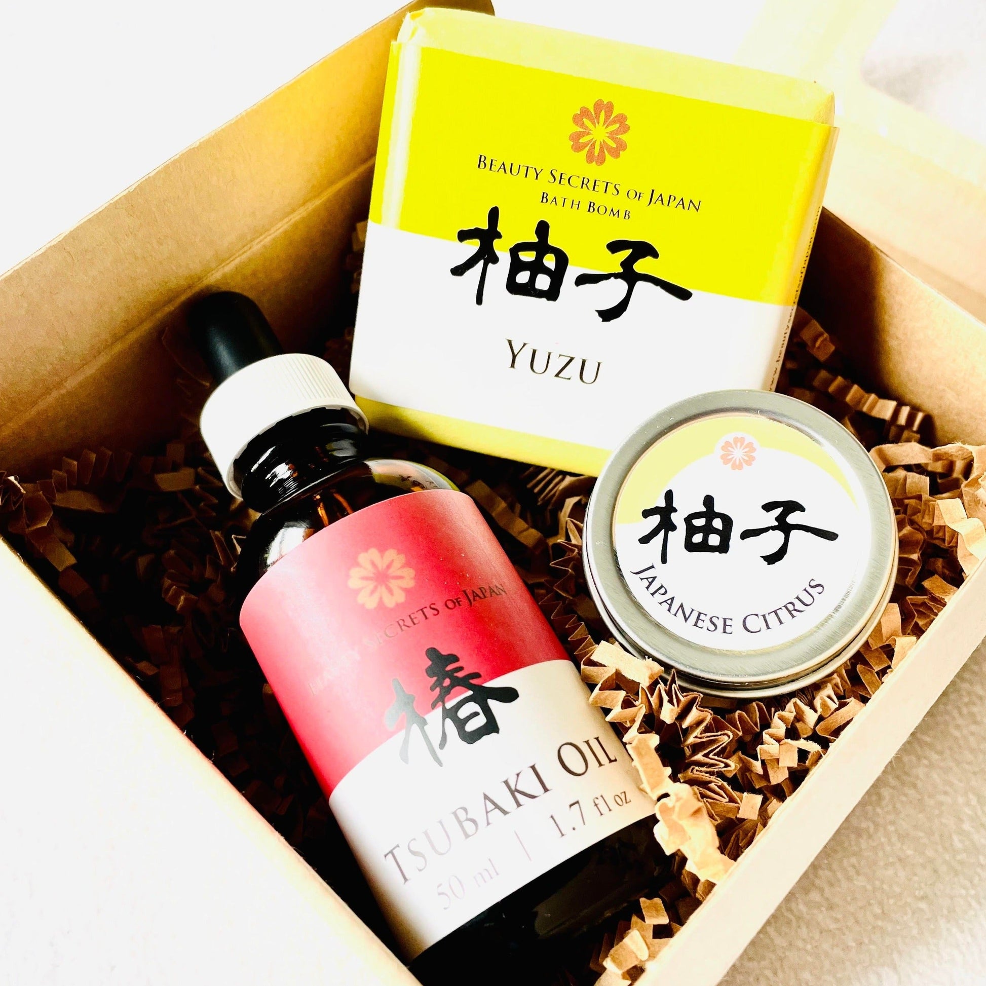 Coffret cadeau de soins personnels à l'huile de Tsubaki et au yuzu